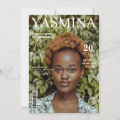 雑誌表紙スタイリッシュ写真20歳の誕生日 招待状 (正面)