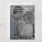 雑誌表紙ダークフォトミニマルモダンリストブルー サンキューカード (正面)