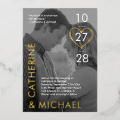 雑誌表紙ダークフォトミニマルモダンリスト 箔招待状 (正面)