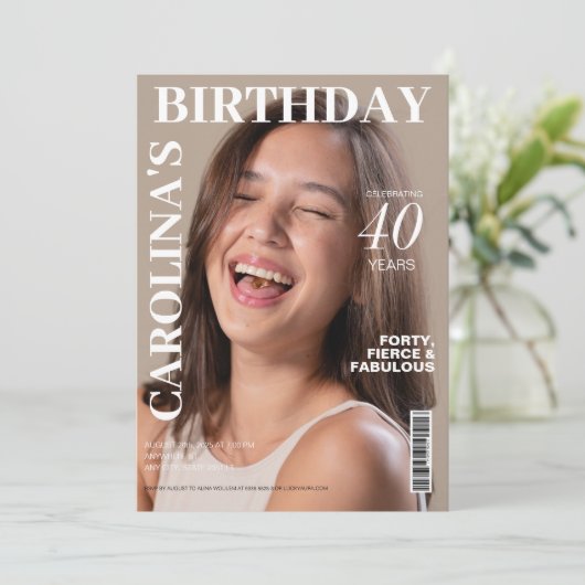 雑誌表紙40歳ユニークの誕生日パーティー 招待状 (スタンド正面)