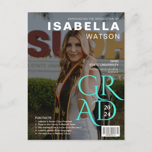 雑誌・表紙の写真卒業発表 ポストカード (正面)