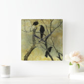 雑談のカラス スクエア壁時計 (ホーム)