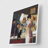 雑談のNoir洗濯猫 スクエア壁時計 (傾斜)