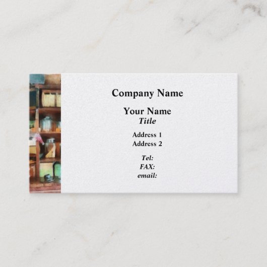 雑貨店のカウンターの後ろ 名刺 (正面)