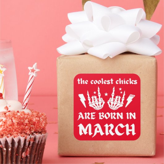 雛がクール三月生まれの生誕生日に来た スクエアシール (パーティー)