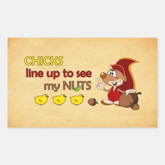 雛が並んで私のナッツを見る 長方形シール (正面)