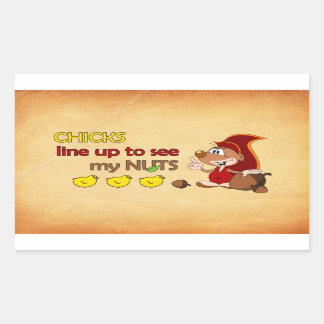 雛が並んで私のナッツを見る 長方形シール