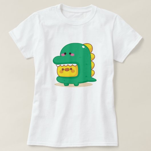 雛が恐竜の衣装 Tシャツ (デザイン正面)