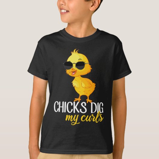 雛が私のカールを掘る、髪の幼児 Tシャツ (正面)