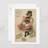 雛で卵を抱く少女 ポストカード (正面/裏面)