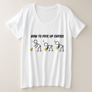 雛を拾う方法 プラスサイズTシャツ