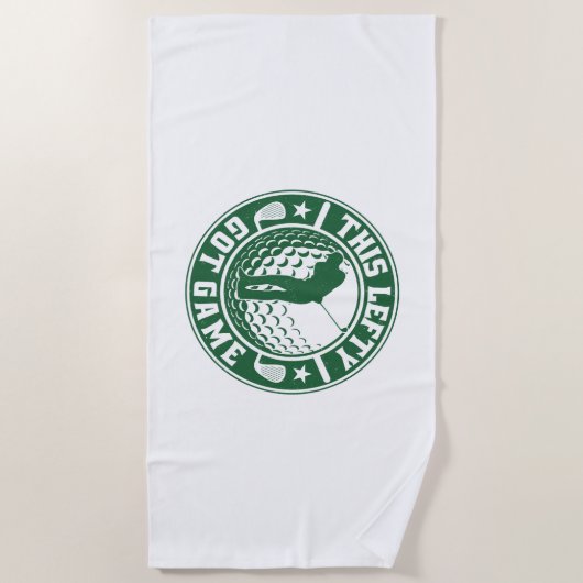 離れおもしろい手打ちゴルフプレーヤー ビーチタオル (正面)