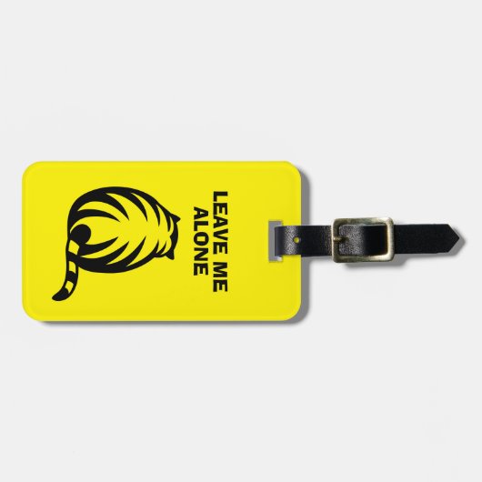 離れおもしろい独り猫の黄色い旅行荷物 ラゲッジタグ (正面横)