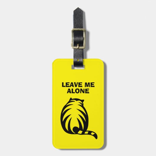 離れおもしろい独り猫の黄色い旅行荷物 ラゲッジタグ (正面縦)
