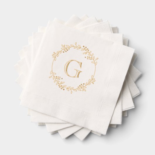 離れと果実ラウンドリースフレーム#1イニシャル1 箔ナプキン (インサイチュ (積み重ね))