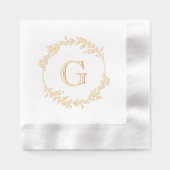 離れと果実ラウンドリースフレーム#1イニシャル1 箔ナプキン (正面)