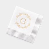 離れと果実ラウンドリースフレーム#1イニシャル1 箔ナプキン (左)