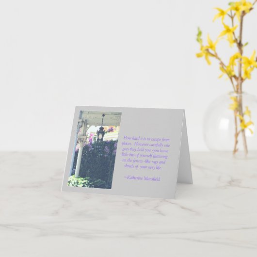 "離れの場所"引用文とフォトポーチ、ピーリングPA カード (黄色い花)