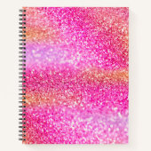 離れカスタムPinkグリッタースパークル名写真 ノートブック (正面)