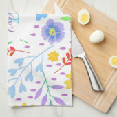 離れカラフル花 キッチンタオル (四つ折り)