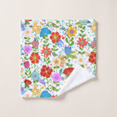 離れカラフル花 バスタオルセット (ウォッシュタオル)