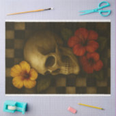 離れスカルとハイビスカスデクページ紙 薄葉紙 (クラフト)