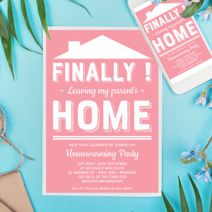 離れズマイパープルハウスおもしろい引っ越し祝いパーティーパーティー 招待状