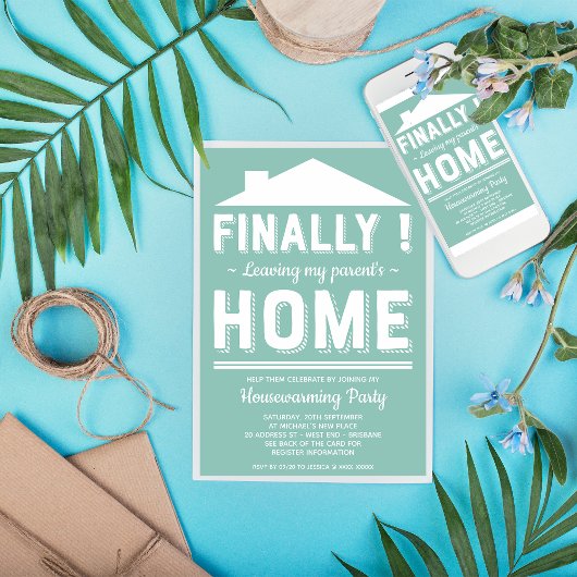 離れズマイパープルハウスおもしろい引っ越し祝いパーティーパーティー 招待状