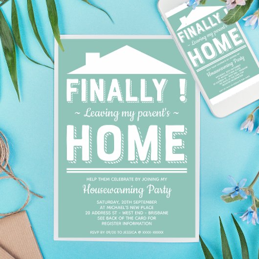 離れズマイパープルハウスおもしろい引っ越し祝いパーティーパーティー 招待状