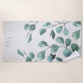 離れツリーユーカリ水カラーノベルティビーチベアック ビーチタオル (正面)