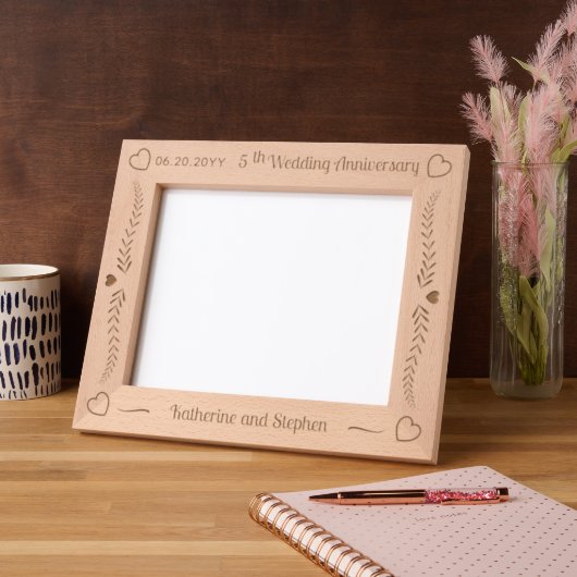 離れハートカップル5周年結婚記念 レーザー彫刻フレーム (左)