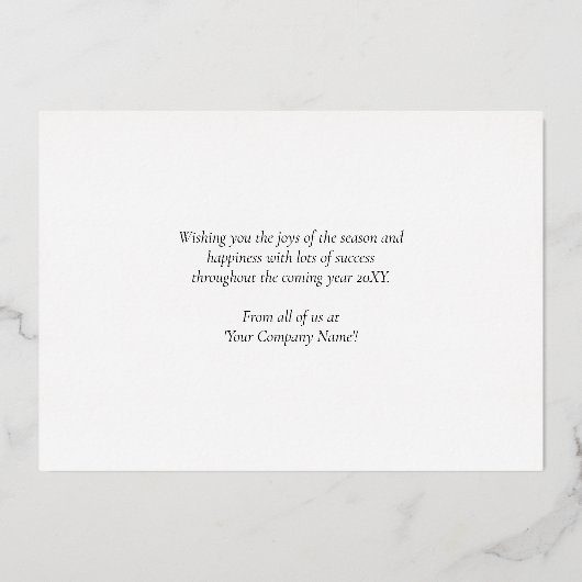 離れビジネスハッピーホリデー実在ゴールドフォイルカード 箔招待状 (裏面)