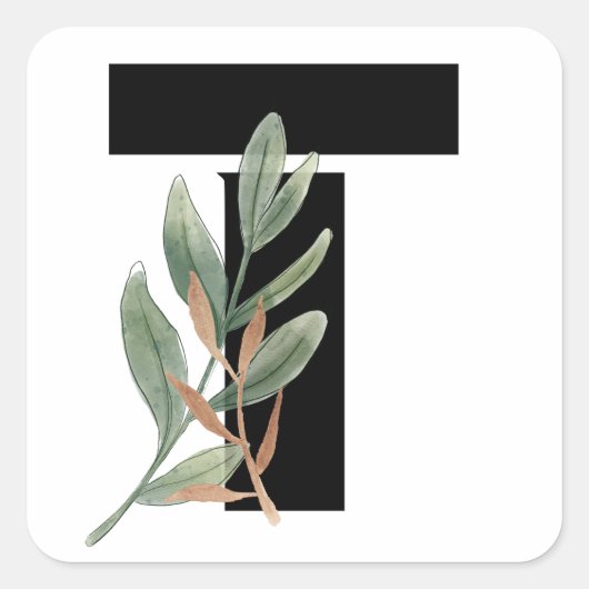 離れフェイク金ホイル文字Tモノグラムステッカー スクエアシール (正面)