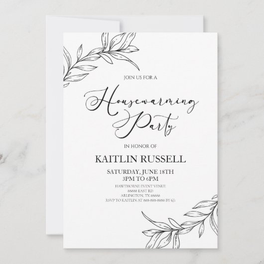 離れブランズミニマル引っ越し祝いパーティーパーティー 招待状 (正面)