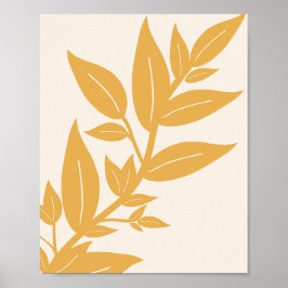 離れマスタード黄及びクリームホワイト植物学 ポスター