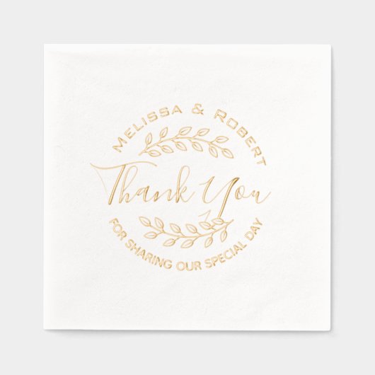 離れモダン結婚リースの皆様に感謝します 箔ナプキン (正面)
