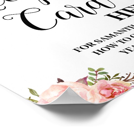 離れレシピカードここにブライダルシャワー標識 ポスター (角)