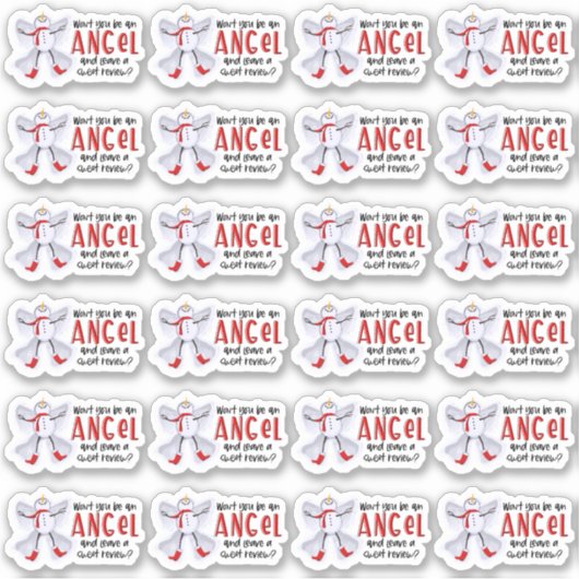 離れレビューかわいい冬雪だるまエンジェルビジネス シール (正面)