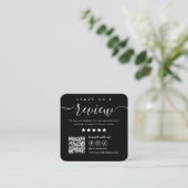 離れレビューソーシャルメディアQrコードロゴ黒 スクエア名刺 (スタンド正面)