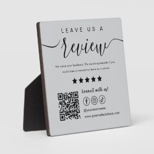 離れレビューソーシャル・メディアQrコード薄い灰色 フォトプラーク