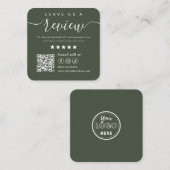 離れレビューソーシャル・メディアQrコードDark Green スクエア名刺 (正面/裏面)