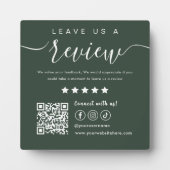 離れレビューソーシャル・メディアQrコードDark Green フォトプラーク (正面)