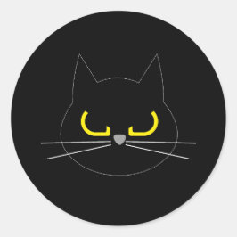 離れ一人！不機嫌な猫ステッカー ラウンドシール