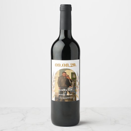 離れ写真アーチ日付を保存 ワインラベル (正面)