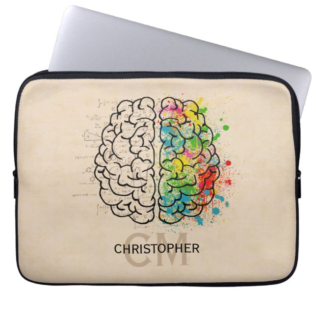 離れ右人間の脳がパーソナライズ ラップトップスリーブ (正面)