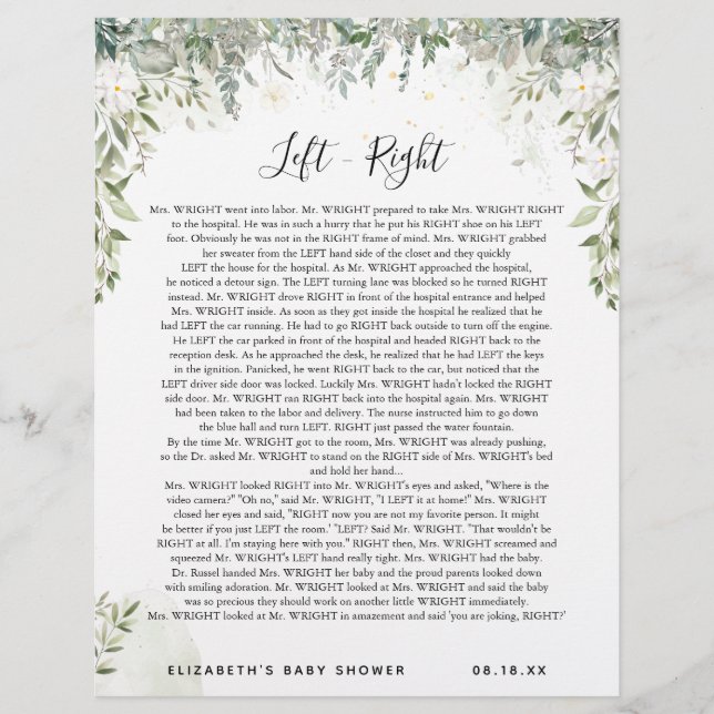 離れ右 |赤ちゃんシャワーゲーム (正面)