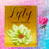 離れ手パーソナライズされた金ゴールドフローラ名ギフト女の子 ノートブック