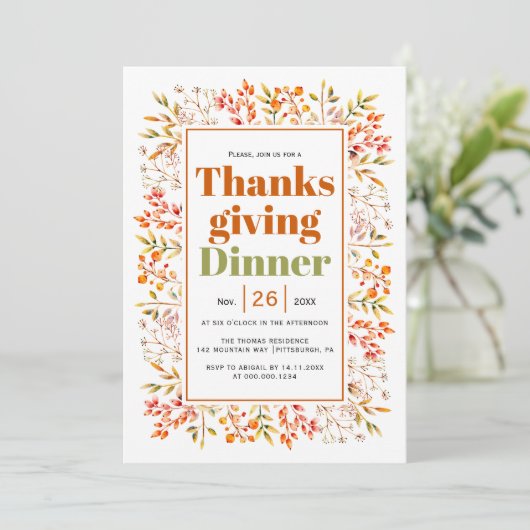 離れ果実はオレンジ色の感謝祭ディナーを焼いた 招待状 (スタンド正面)