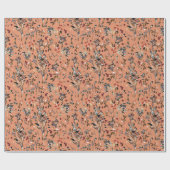 離れ果実エレガント水色オレンジフローラ ラッピングペーパー (フラット)