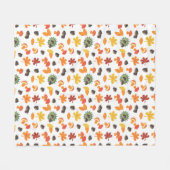 離れ柄に栗やキノコ フリースブランケット (正面(横))